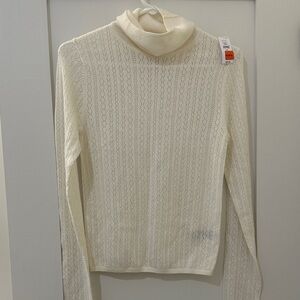 GAP Cream Pointelle Turtleneck Sweater